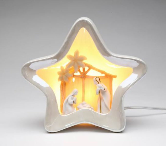 Ceramic Star Shape Nativity Night Light, Home Décor, Religious Décor, Religious Gift, Church Décor, Baptism Gift