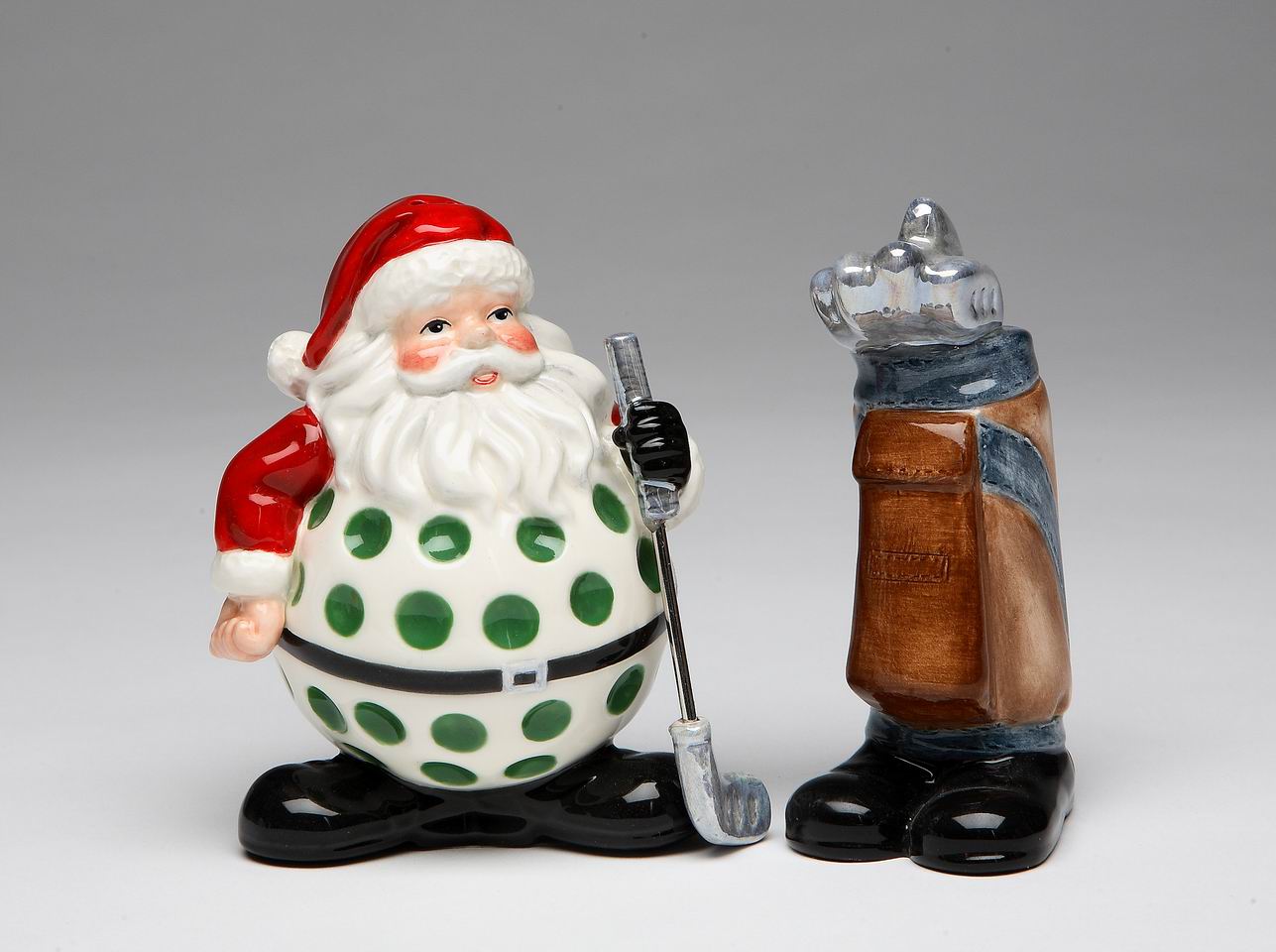 Ceramic Christmas Golf Santa Salt & Pepper Shakers, Home Décor, Gift for Her, Gift for Mom, Kitchen Décor, Christmas Décor