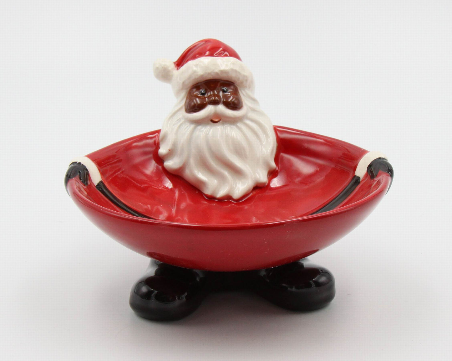 African American Santa Footed Candy Bowl - kevinsgiftshoppe