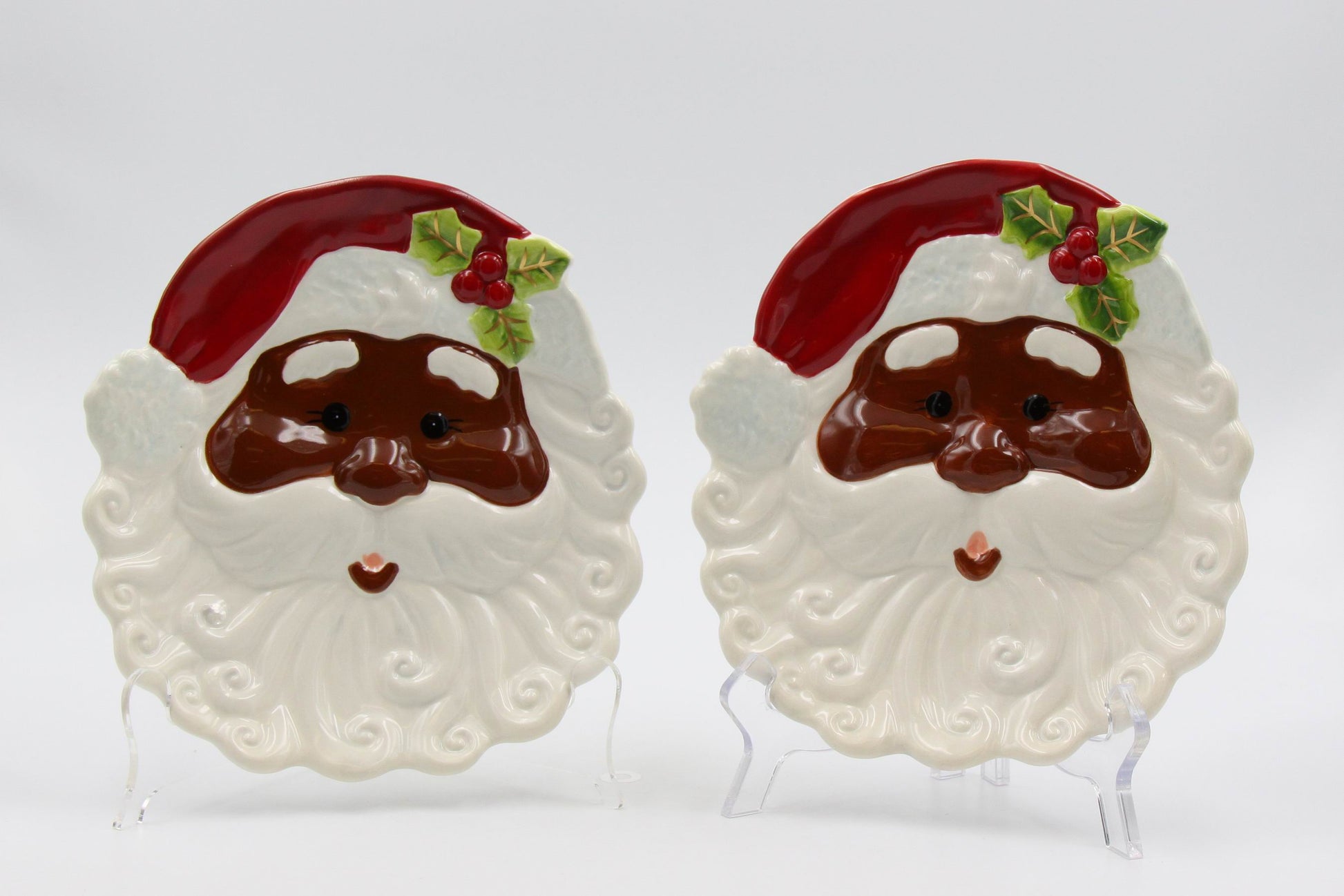 African American Set Of 2 Santa Plate - kevinsgiftshoppe