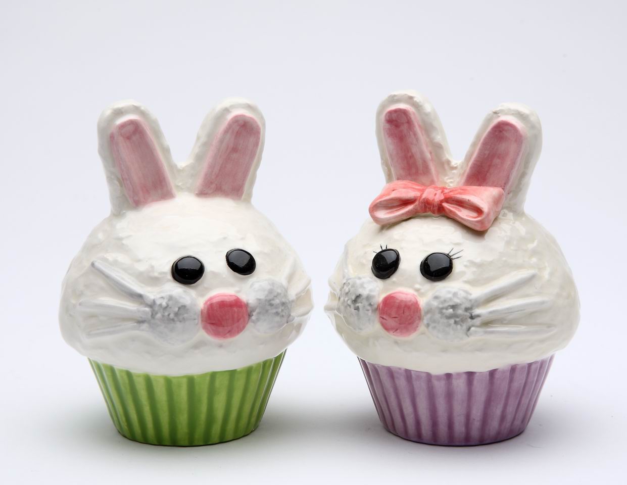 Ceramic Bunny Rabbit Cupcake Salt and Pepper Shakers, Home Décor, Gift for Her, Gift for Mom, Kitchen Décor, Spring Décor, Easter Décor