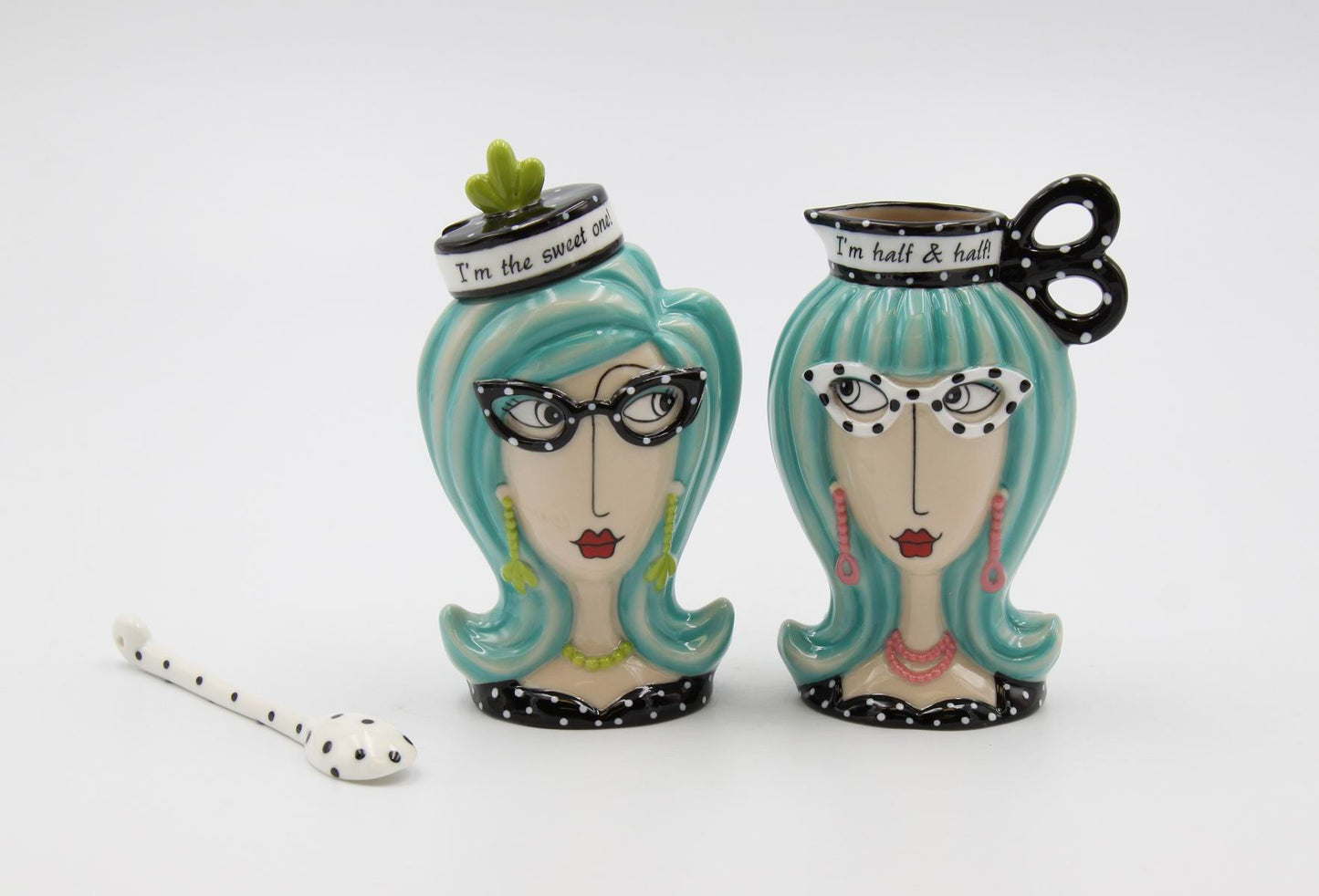 Lady Sugar And Creamer With Spoon - kevinsgiftshoppe