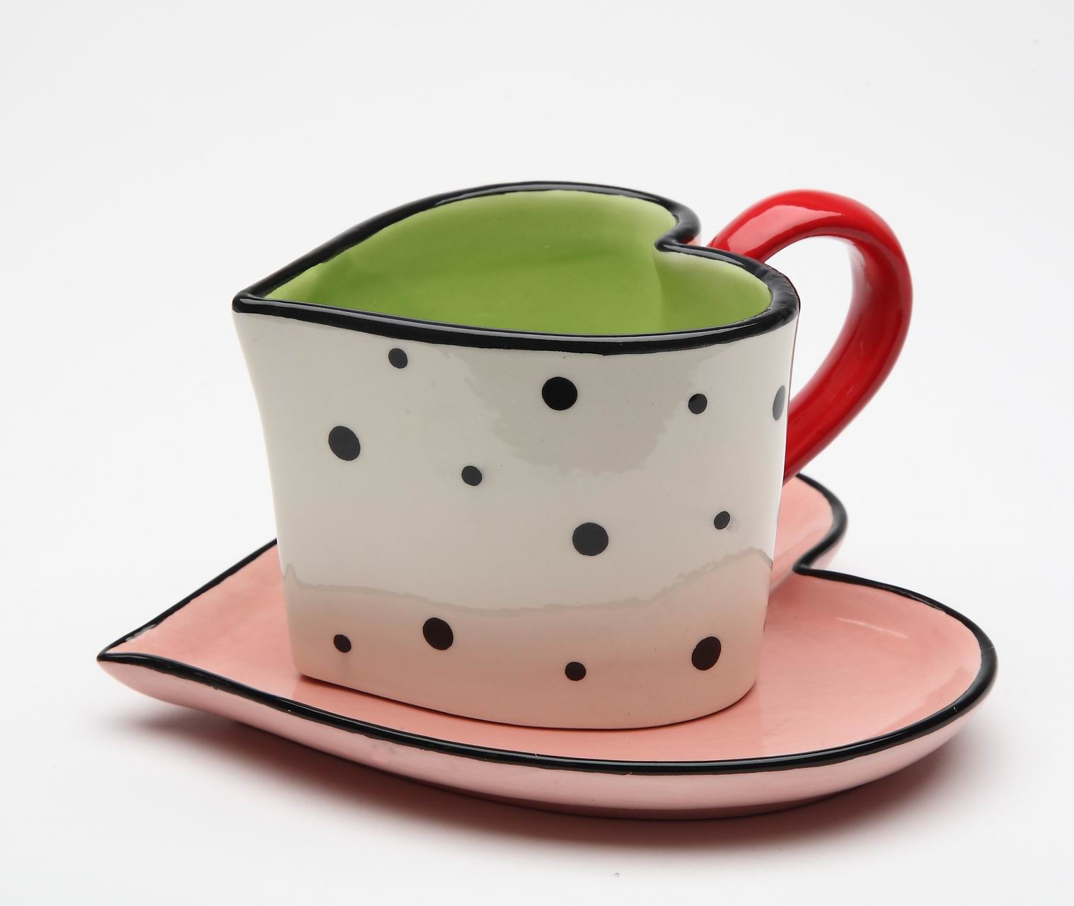 Happy Heart Polka Dots Cup & Saucer - kevinsgiftshoppe