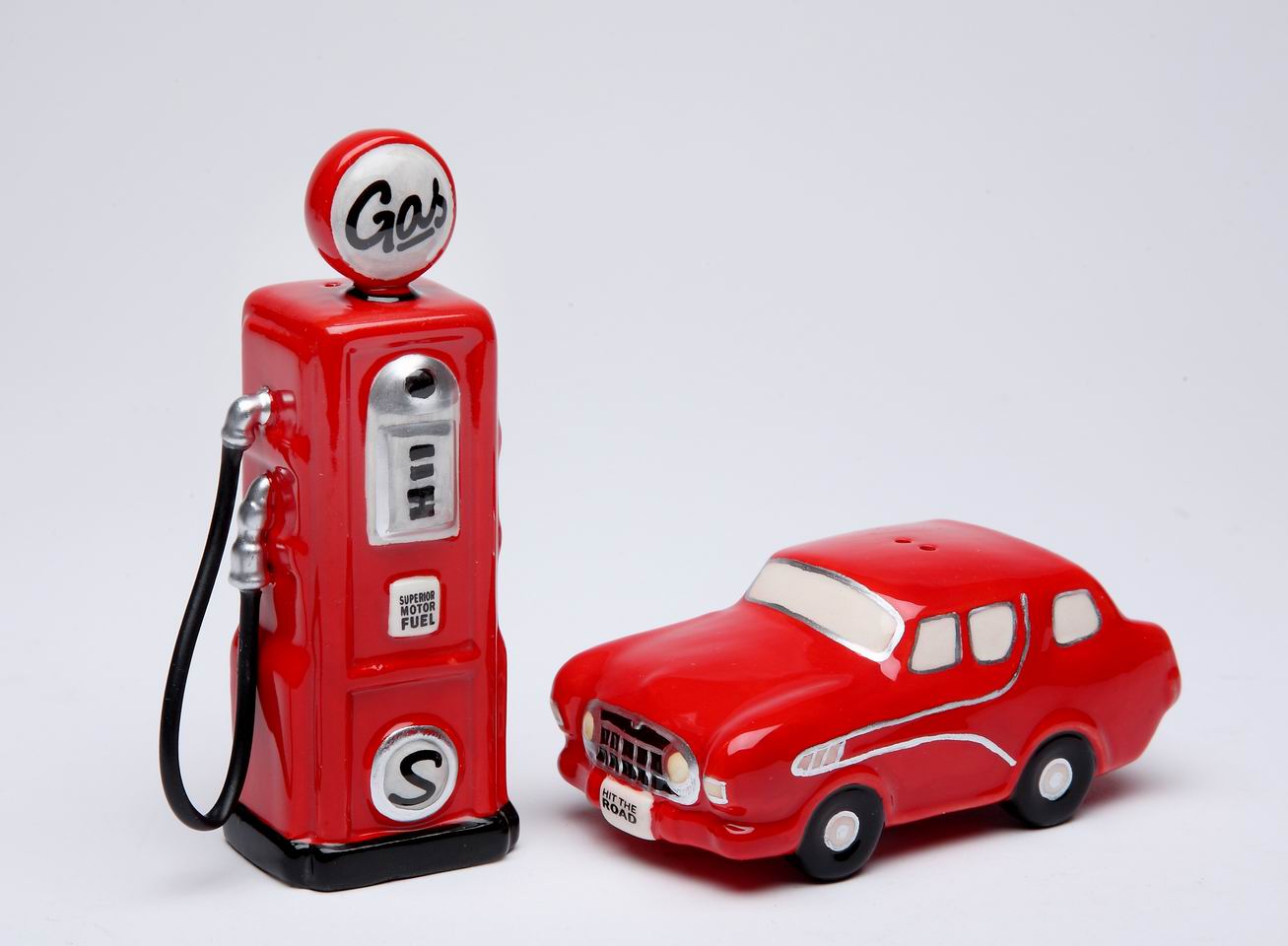 Red Car And Gas Pump Salt & Pepper - kevinsgiftshoppe