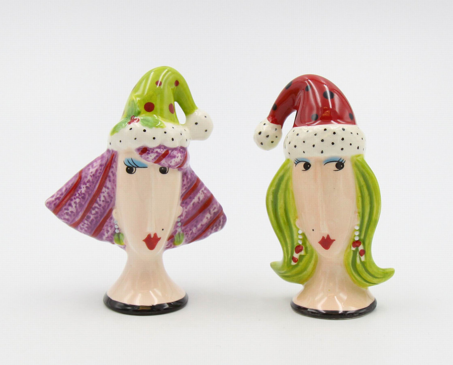 Ceramic Ladies Christmas Party Salt and Pepper Shakers, Home Décor, Gift for Her, Gift for Mom, Kitchen Décor, Christmas Décor