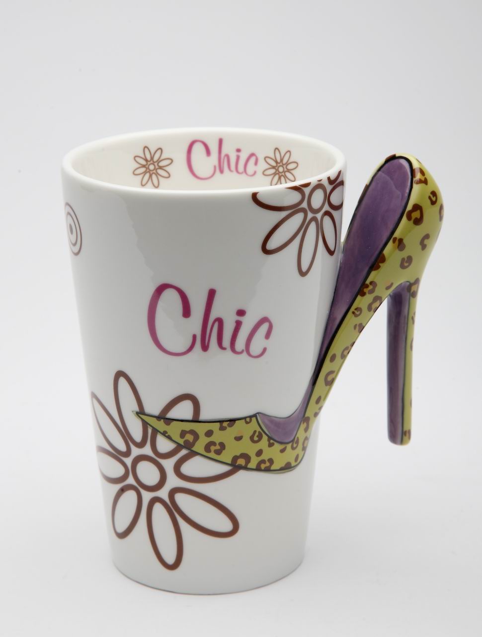 Ceramic Chic Leopard Print High Heel Coffee Mug, Home Décor, Gift for Her, Mom, Friend, or Coworker, Kitchen Décor, Office Decor