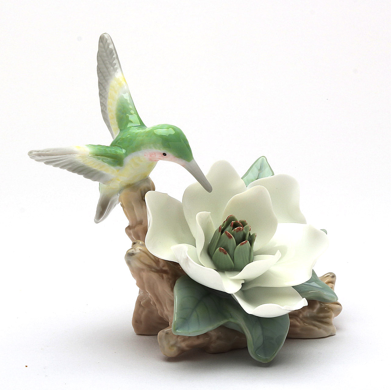 Ceramic Hummingbird with Magnolia Flower Figurine, Home Décor, Gift for Her, Gift for Mom, Kitchen Décor, Birdwatcher Gift, Vintage Decor