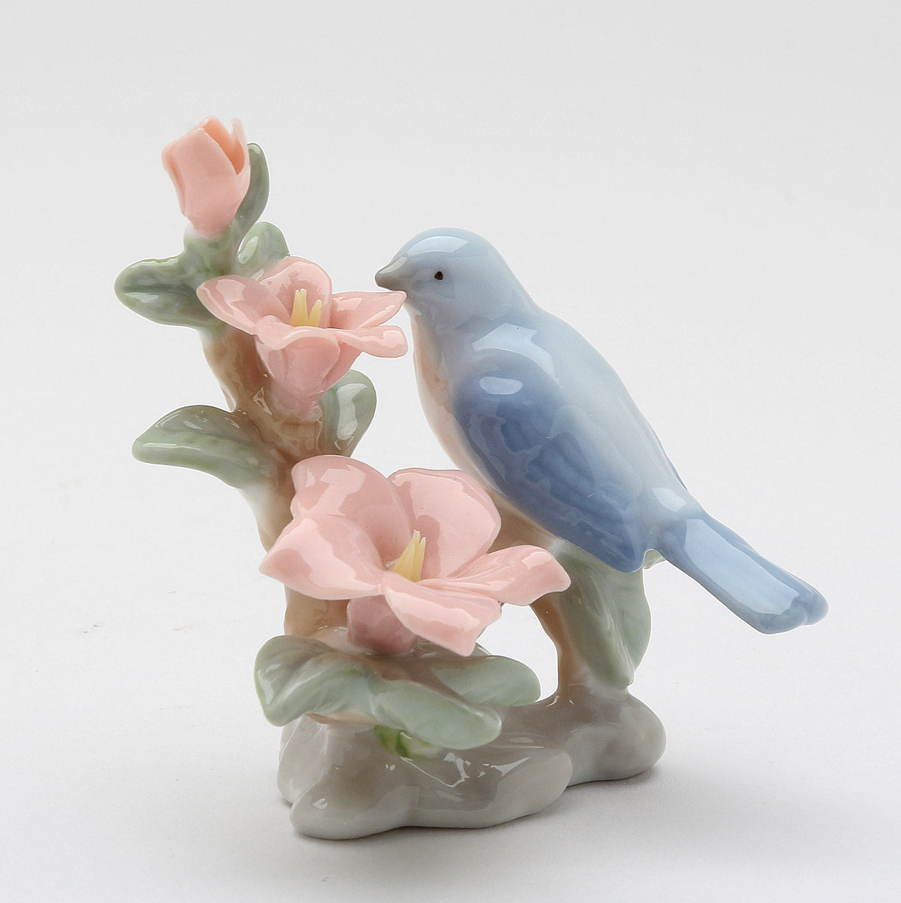 Ceramic Mini Bluebird With Azalea Flower Figurine, Home Décor, Gift for Her, Gift for Mom, Kitchen Décor, Birdwatcher Gift, Vintage Decor