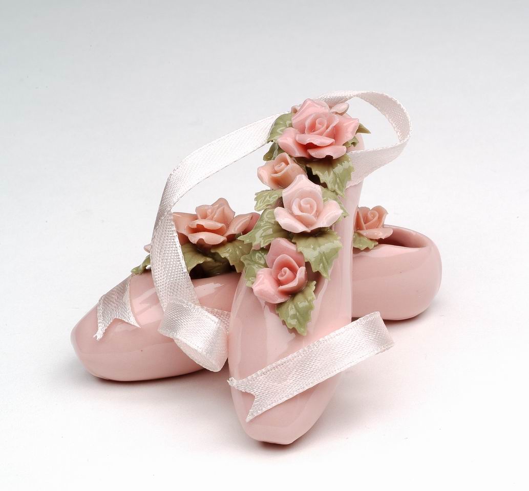 Ballerina Pointe Shoes with Rose Flowers - kevinsgiftshoppe