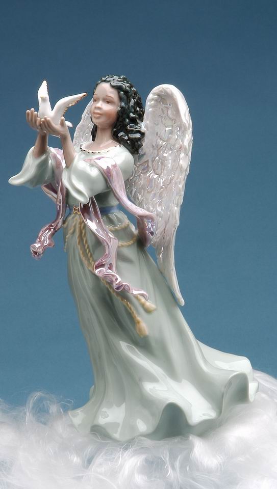 African American Angel With Dove Music Box - kevinsgiftshoppe