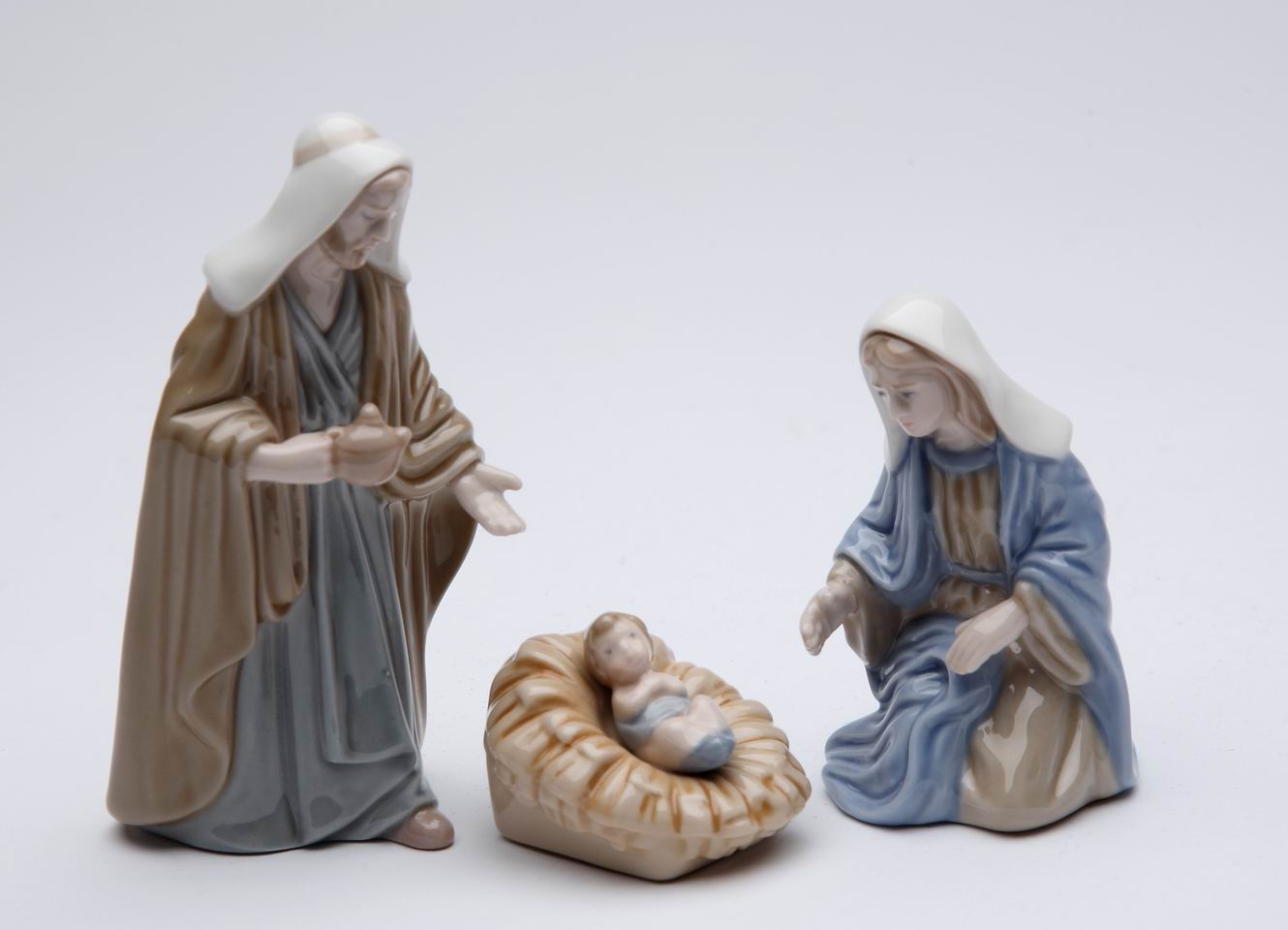 Ceramic Mini Holy Family Nativity Set Of 3, Home Décor, Religious Décor, Religious Gift, Church Décor, Baptism Gift