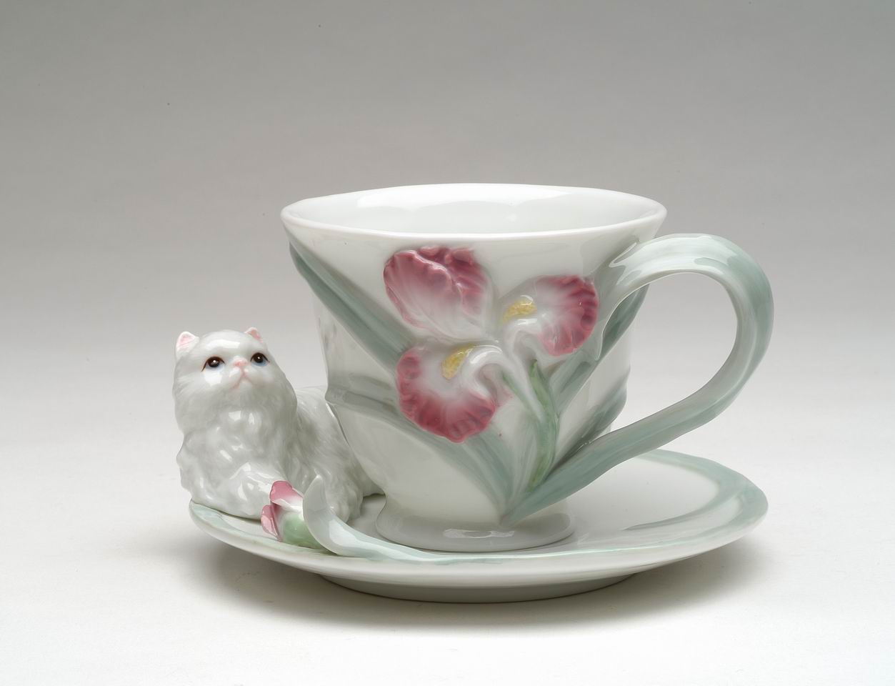 Persian Cat Cup & Saucer - kevinsgiftshoppe