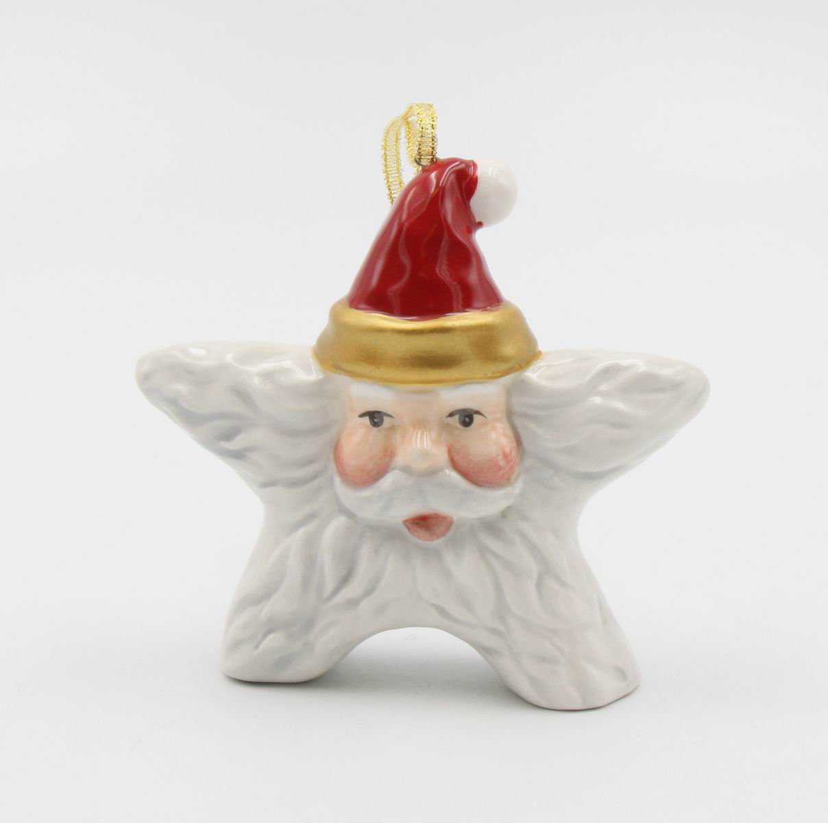 Ceramic Christmas Santa Star Ornament, Home Décor, Gift for Her, Gift for Mom, Kitchen Décor, Christmas Décor